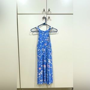 Loft MIDI floral dress in cornflower blue.